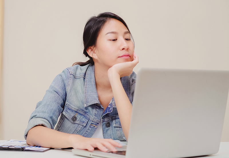 Image of a woman being inactive