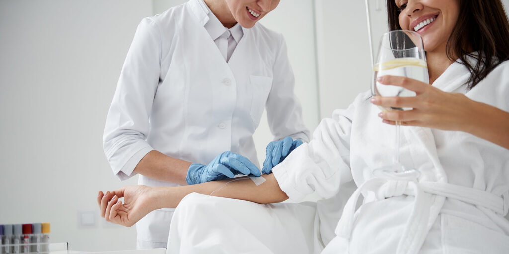 Woman getting IV Therapy