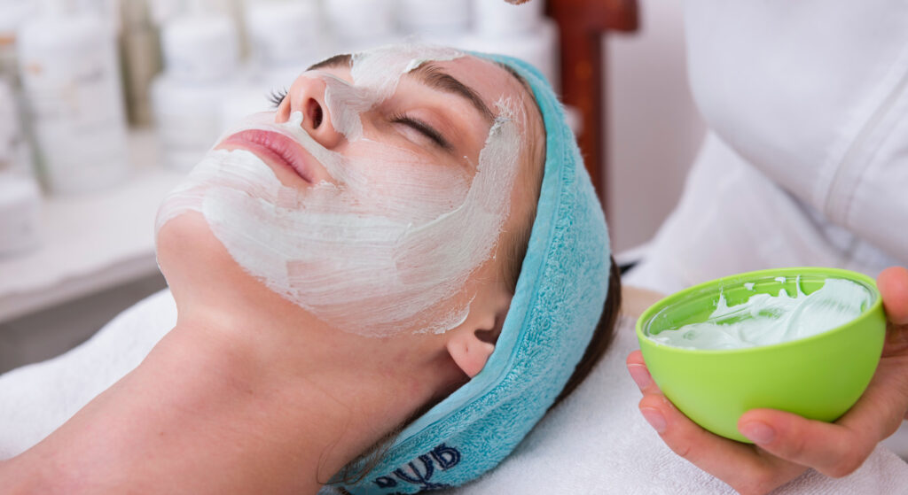 image of a woman getting a facial