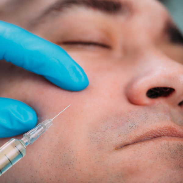 man getting sculptra treatment