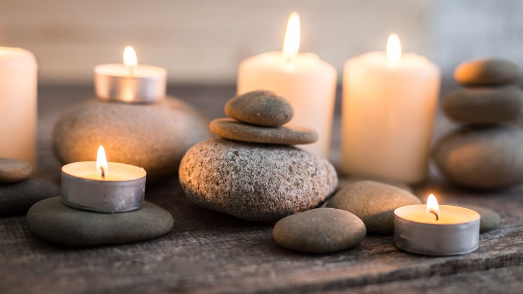 stones with candles