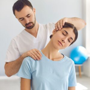 woman at chiropractor's office