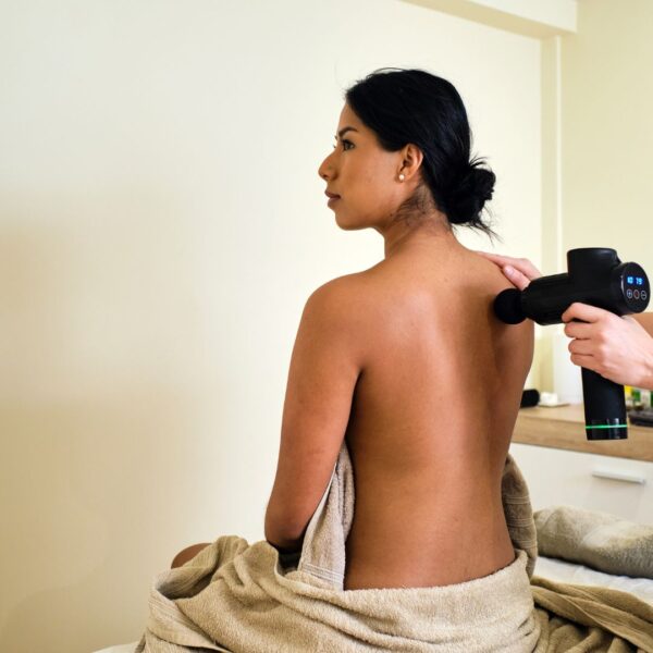 Woman working on her posture