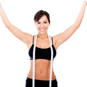 happy woman with tape measure