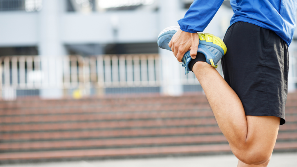 Man stretching leg