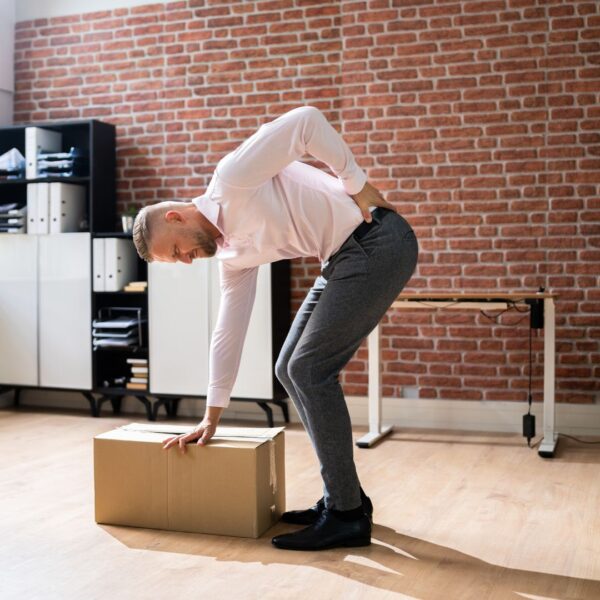 Lifting a heavy box. 