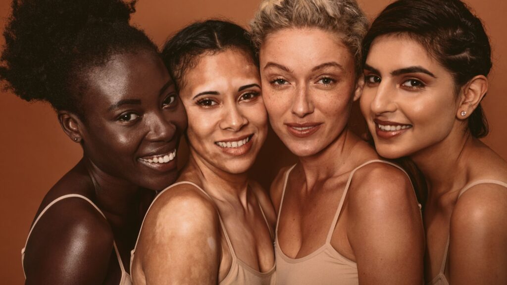 Women with different skin types.