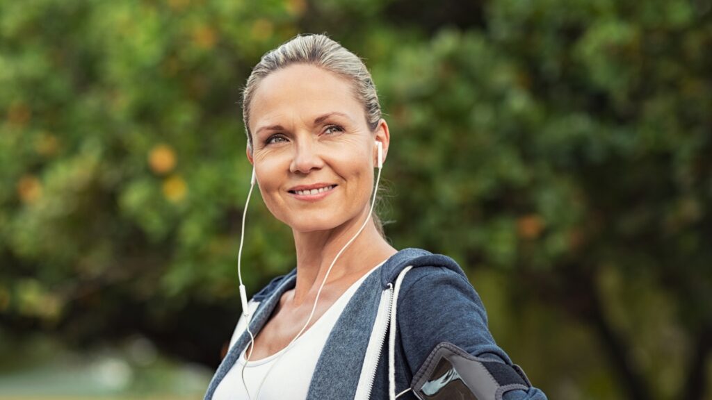 Adult woman feeling good outside