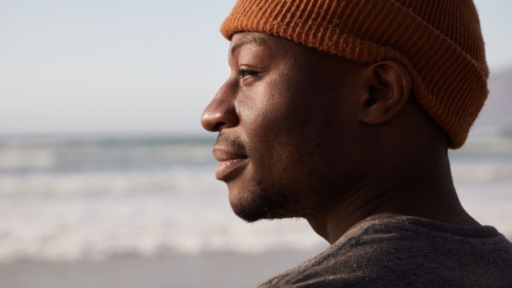 person looking at water