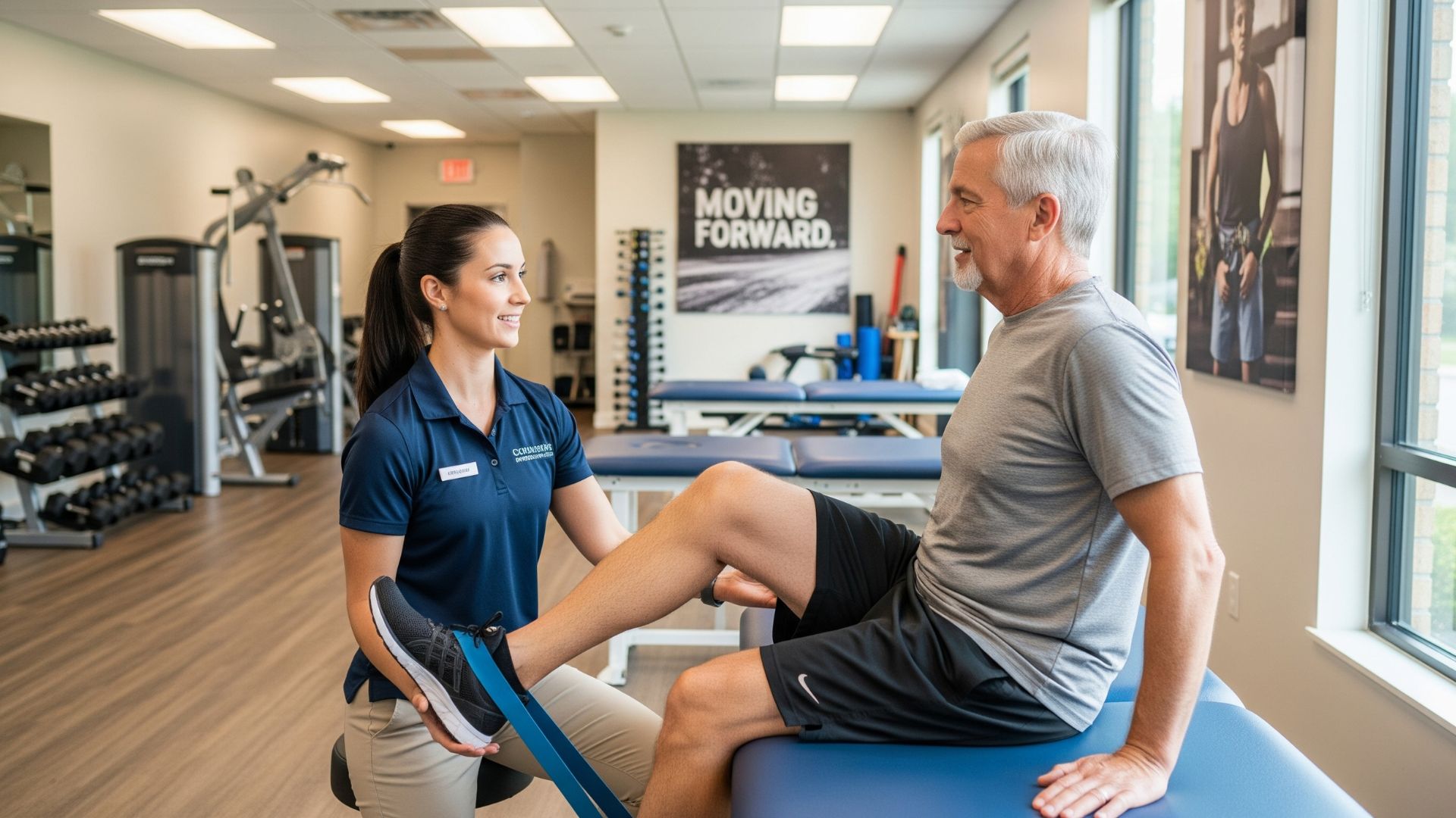 Older man in physical therapy
