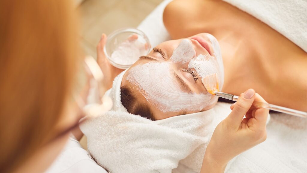 a woman getting a facial