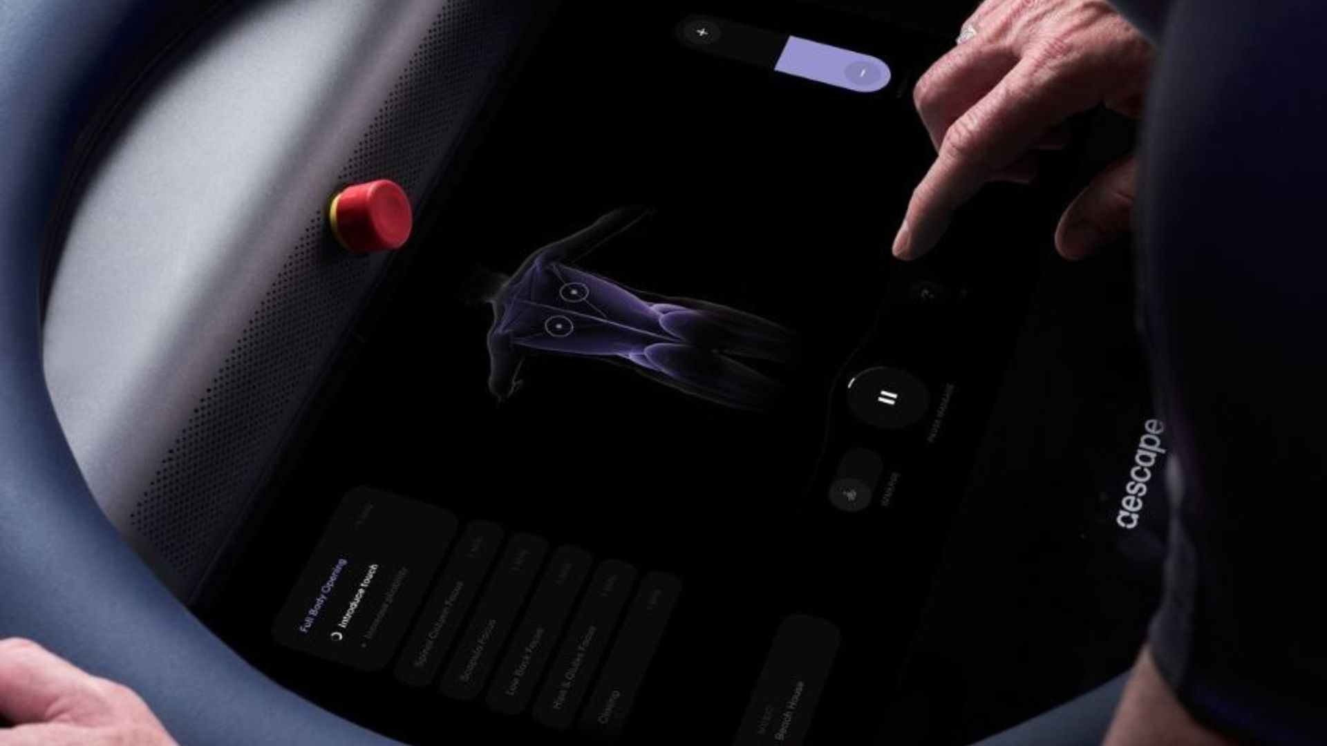 An athlete recovering with a targeted massage, showing focused relief