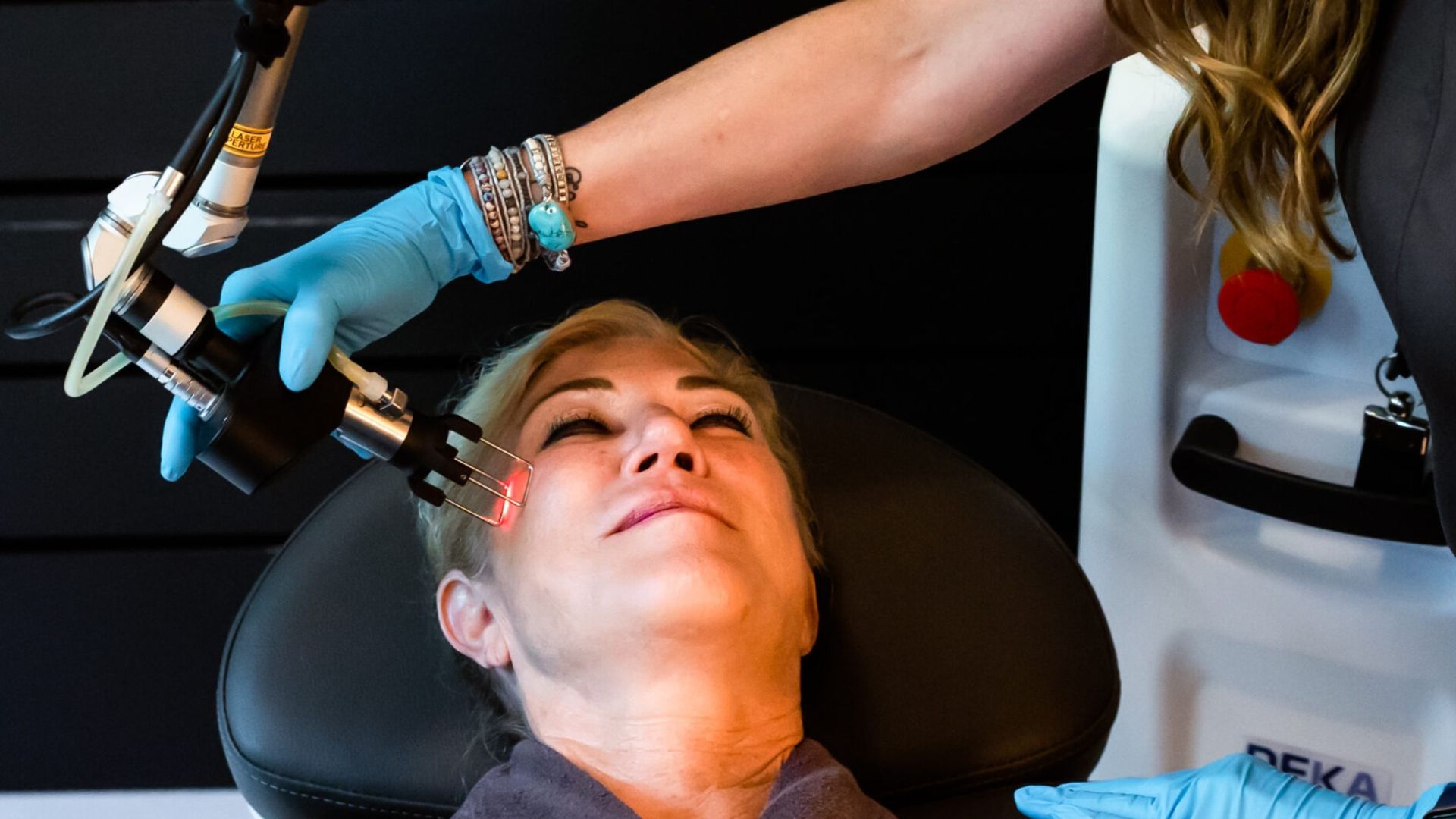 laser treatment on patient's face