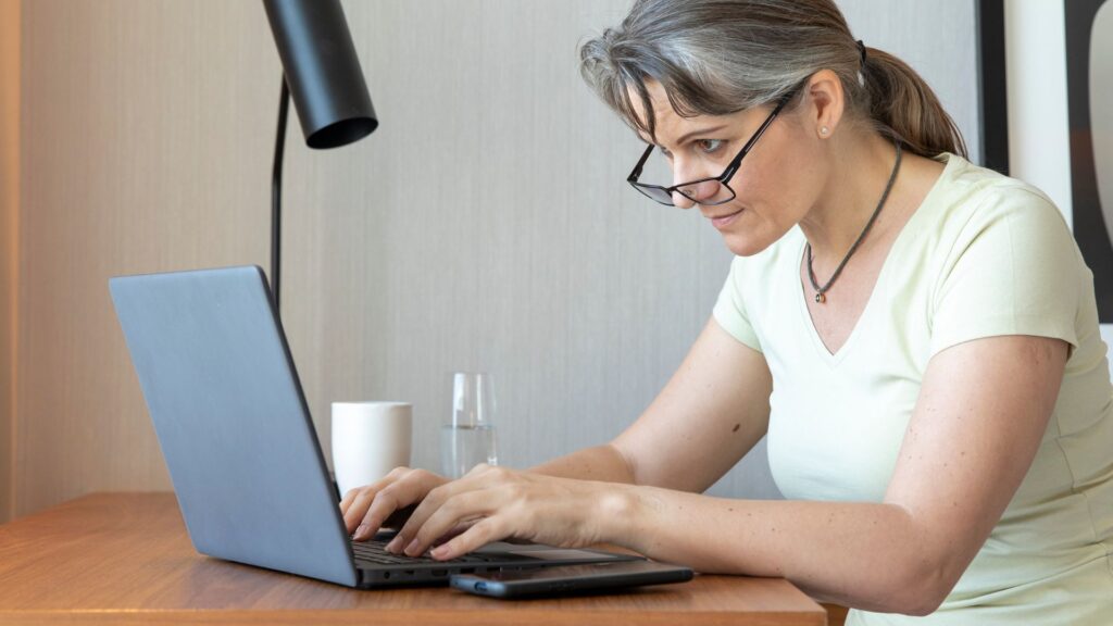 woman working on a computer